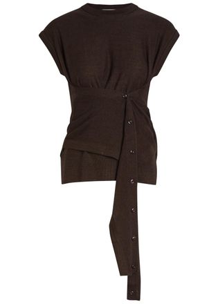 Christophe Lemaire Buttoned-panel Fine-knit top - Dark Brown - Xxs (UK4 / Xxs)