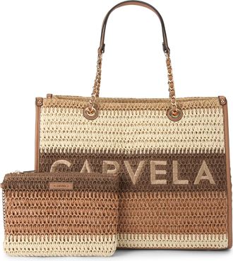 Carvela Womens Sorrento Raffia Tote Bag - Tan Fabric - One Size