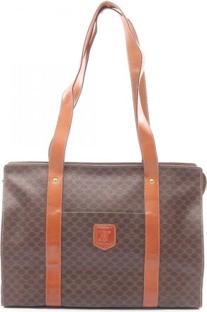 Celine Brown Coated Canvas Leather Tote Bag (Pre-Owned)