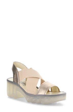FLY London Taji Platform Slingback Sandal in 009 Sahara at Nordstrom, Size 10-10.5Us