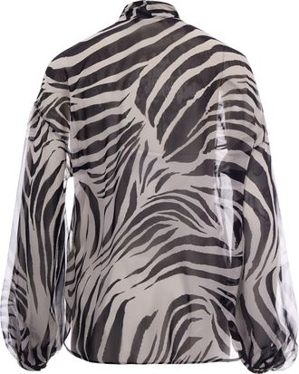 Max Mara Womens Blouse Printed Chiffon Black Blouses Shirt
