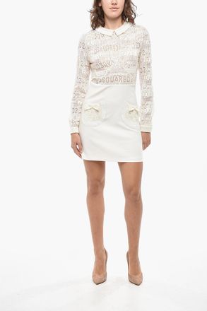 Dsquared2 Mini Dress with Long Sleeves and Lace Details Dsquared2