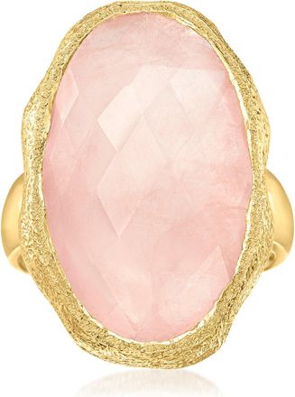 Ross-Simons Rose Quartz Ring in 18kt Gold Over Sterling