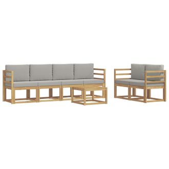 vidaXL Conjunto De Sof&aacute;s De Exterior 7 Pcs Blanco Y Gris Claro Vidaxl