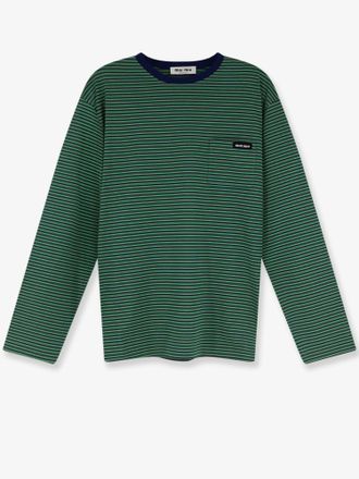 Miu Miu T-shirt in cotone con motivo a righe - MIU MIU - gender_Woman