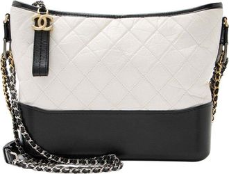 Chanel Black Aged Calfskin Gabrielle Medium Hobo (Authentic Pre-Loved)