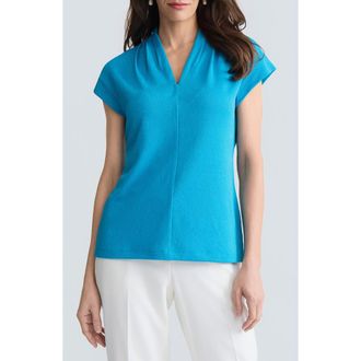 Kasper Textured Funnel Neck Knit Top in Bright Azul at Nordstrom, Size X-Large P