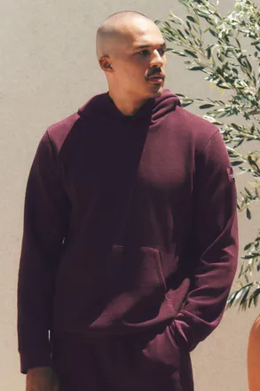 Alo | Waffle Lounge Hoodie in Rich Bordeaux, Size: Medium