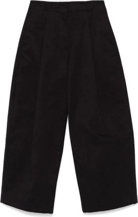 STUDIO NICHOLSON Zwarte Wijde Korte Broek - Dames - Vrijetijds broeken - Zwart - XS - Katoen - Broeken