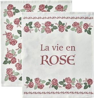 Bella Maison Set Of 2 Rose Print Kitchen Towels