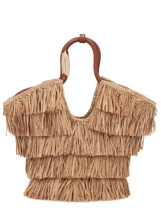 Zimmermann Goldentime Layered Fringes Raffia Bag Handbag