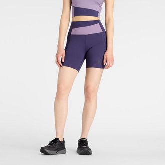 New Balance Donna RC Elite Storage Short 6 in Viola, Maglia di Poliestere, Taglia XS