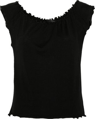 Gucci lettuce-edge wool tank top - women - Wool - L - Black