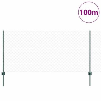 Berkfield Home Green Fence Posts 11 pcs U-Channel Green 120 cm Steel, Hexagon Fe