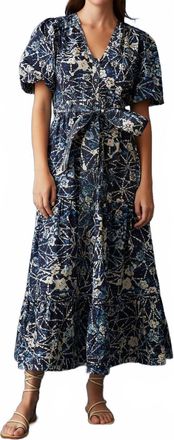 Marie Oliver Natalie Batik Floral Midi Dress In Batik Blues