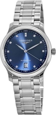 Longines Master Collection Automatic 38.5mm Blue Dial Diamond Stainless Steel Mens Watch L2.628.4.97.6
