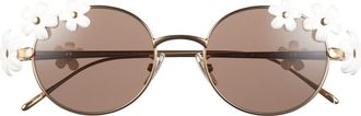 Loewe Signature Oval Sunglasses in Shiny Endura Gold /Brown at Nordstrom
