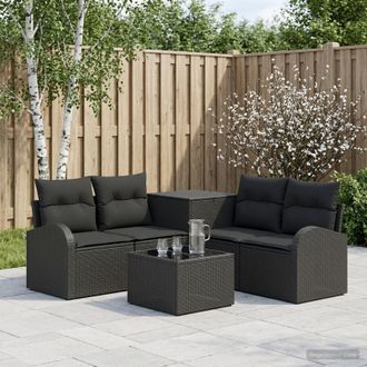 vidaXL Vidaxl Set Di Divani 6 Pz Nero Rattan Sintetico E Acciaio