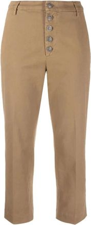 Dondup Bruine Stretch-Katoenen Broek - Dames - Vrijetijds broeken - Bruin - W32 - Katoen - Broeken