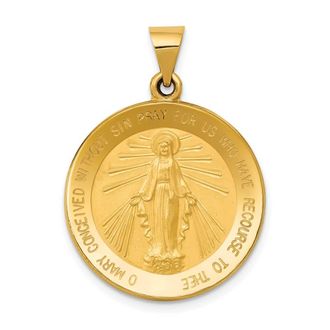 Diamond2Deal 14k Yellow Gold Miraculous Medal Hollow Pendant