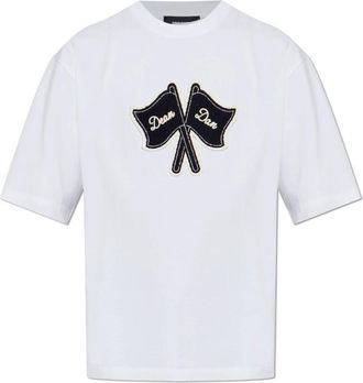 Dsquared2 T-shirt met patch - Heren - T-shirts - Wit - M - Katoen - Tops