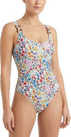 Change of Scenery Chloe Tank Ring Trim One-Piece Swimsuit in Wildflower Patch at Nordstrom, Size Medium