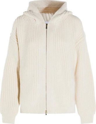 Malo Truien & Vesten, Dames, Beige, M, Kasjmier, Ritssluiting Bomber Hoodie Jas