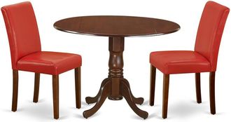 East West Furniture Dining Room Set Mahogany, DLAB3-MAH-72