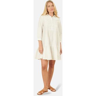 Yumi Cotton Flower Tunic Dress in White at Nordstrom, Size 10
