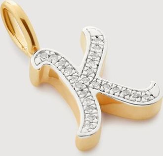 Monica Vinader Gold Alphabet K Diamond Pendant Charm Diamond
