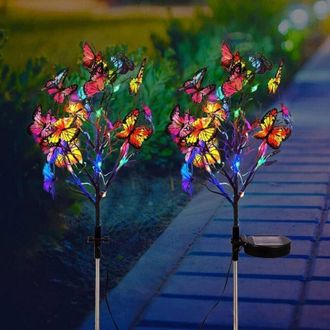 OEM Lampe Solaire Papillon - 1 2 V 600 Mah - Ip65 - Pour Jardin Terrasse All&eacute;e Porche - Lot De 2