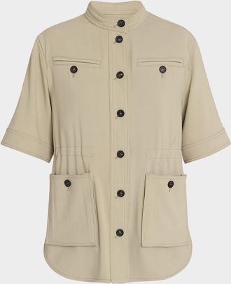 Ferragamo Short-Sleeve Crepe Cotton Jacket