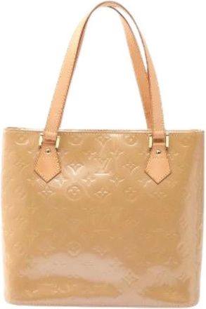 Louis Vuitton Pre-owned Tote Bags, female, Beige, Size: ONE SIZE Pre-owned Houston Vernis Leather Handbag