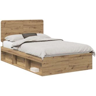 vidaXL Estructura De Cama Con Cabecera Roble Artesanal 135 X 190 Cm Vidaxl