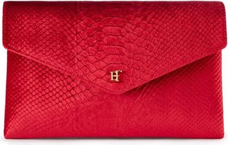 Elisabetta Franchi Fluwelen Schoudertas met Kroko-print - Dames - Schoudertassen - Rood - ONE Size - Tassen