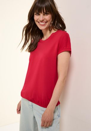 Cecil T-Shirt CECIL, Damen, Gr. XS (36), rot (glazed apple rot), Jersey, Obermaterial: 50% Baumwolle, 50% Modal, unifarben, regular fit taillenbedeckt, Rund