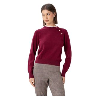 Kocca Round-neck Knitwear, female, Red, XL, Classic frilled long sleeved Jumper