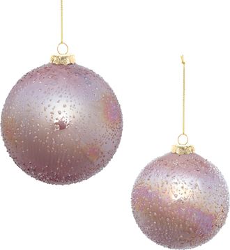 Melrose International Iridescent Beaded Glass Ornament (Set of 4) - Pink