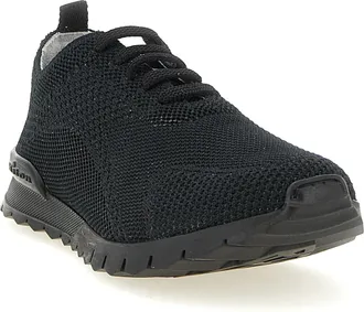 Kiton Mens Black Cotton Athletic Sneakers