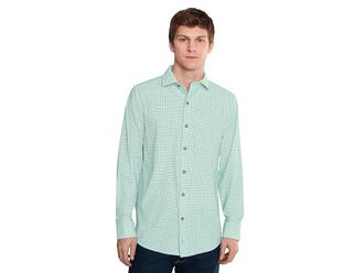 Johnston & Murphy XC+ Motion Long Sleeve Dress Knit Shirt Mens Clothing Green Windowpane Dress Shirt : 2XL, Nylon