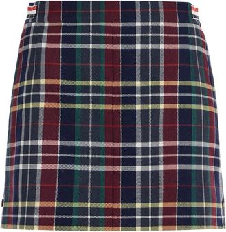 Thom Browne Geruite Wol Mini Rok - Dames - Korte rokken - Veelkleurig - XS - Wol - Rokken