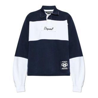 Dsquared2 Polo Shirts, male, Blue, Size: 2XL Polo Shirt With Embroidered Logo