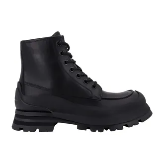 Alexander McQueen Lace-up Boots, male, Black, 5 UK, Italian Leather Lace-up Boots