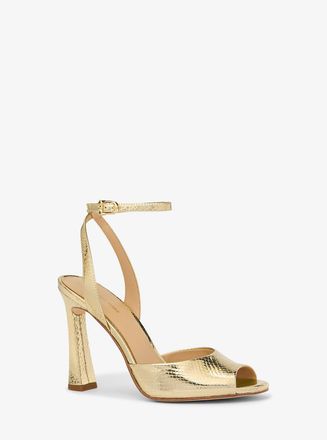 Michael Kors Rosie Metallic Snake Embossed Leather Sandal