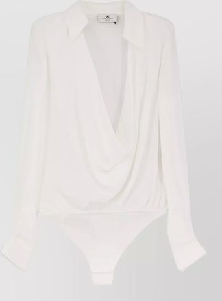 Elisabetta Franchi viscose bodysuit shirt draped neckline collar