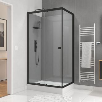 Aurlane Cabina De Ducha 110x80x215 Cm - Gris Perfili Negro Mate - Foggy