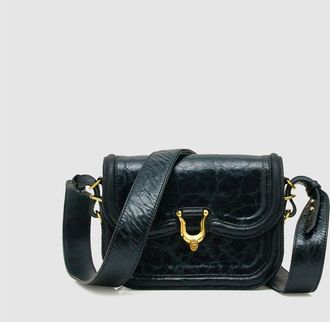 CLARIS VIROT Sac Mini Manon Cuir Noir Vernis Vintage