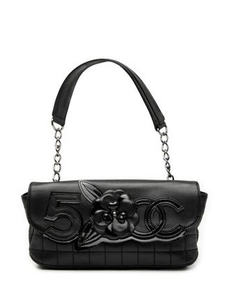 Chanel 2006-2008 Camellia CC Choco Bar No 5 Lambskin shoulder bag - Black