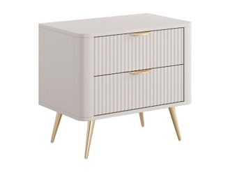 Vente-Unique Mesita de noche - 2 cajones - Beige y dorado - ELONARIA de Pascal Morabito