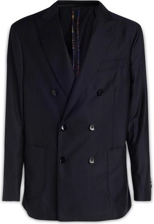 Etro Pinstripe Double-breasted Blazer - Heren - Blazers - Blauw - L - Leer - Jassen